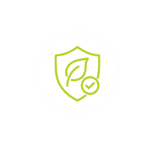 Green leaf and checkmark icon in shield, symbolizing clean supplement standard